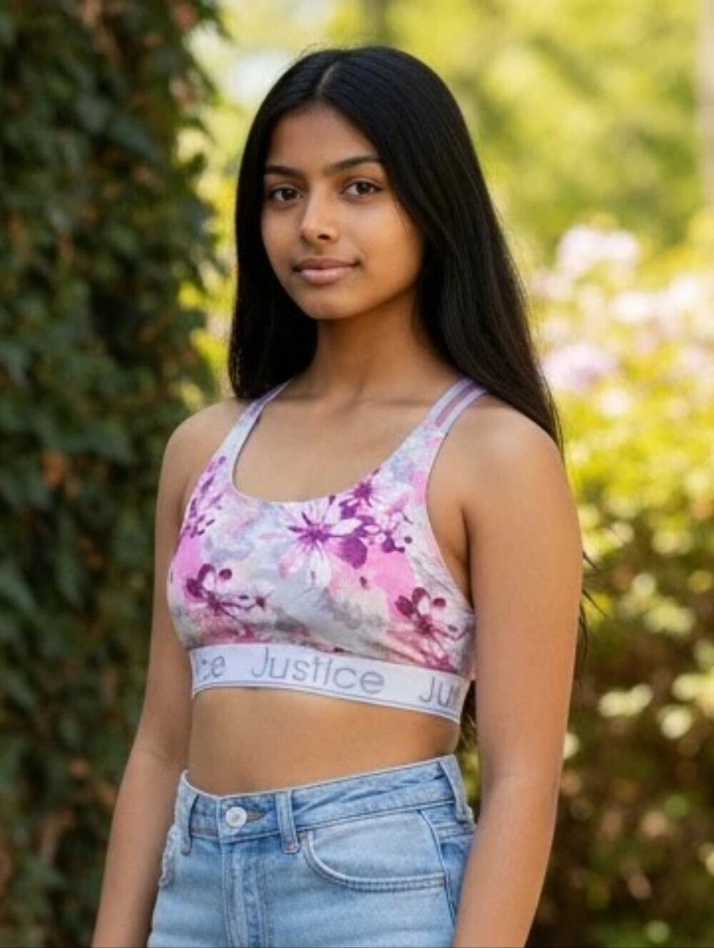 Justice Gray & Pink Sport Classic Oh So Soft  Bra